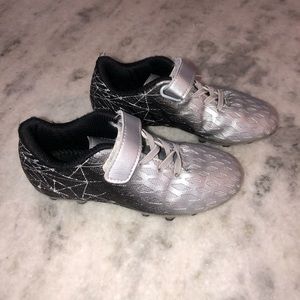 Kids Soccer Cleats - Black & Silver - Size 11.5
